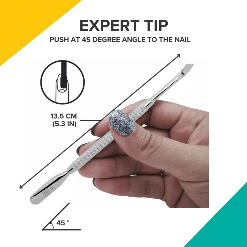 Rui Smiths Pro Cuticle Pusher with 2 Ends - Stainless Steel Manicure Tool - Style 111 - Image 5